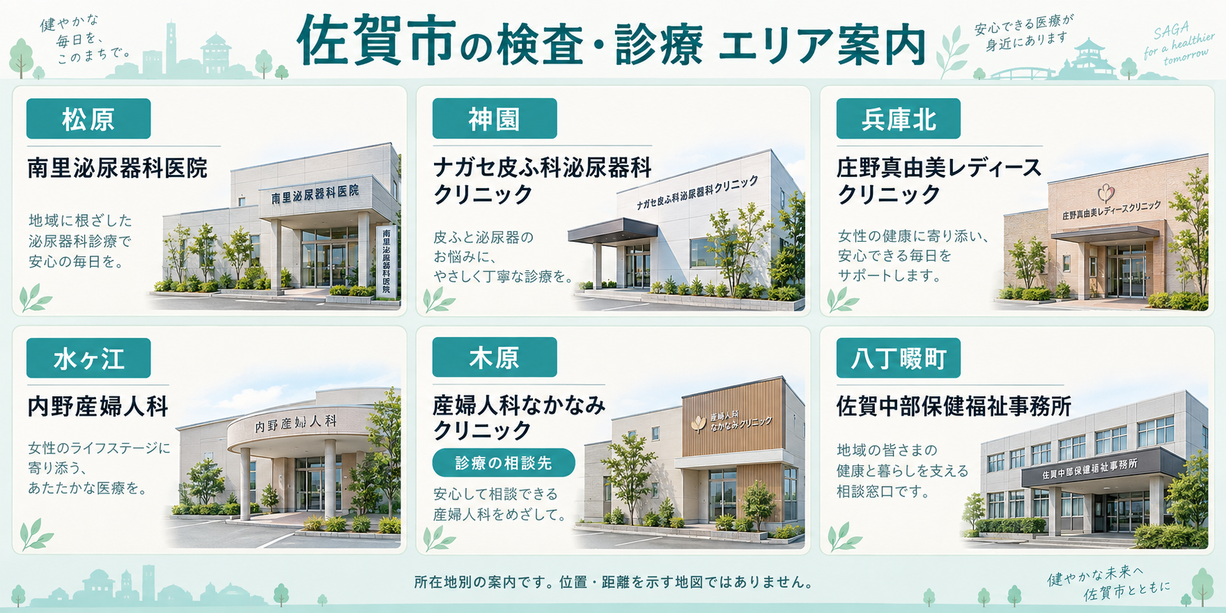佐賀市の検査・診療の相談先と佐賀中部保健福祉事務所のエリア案内