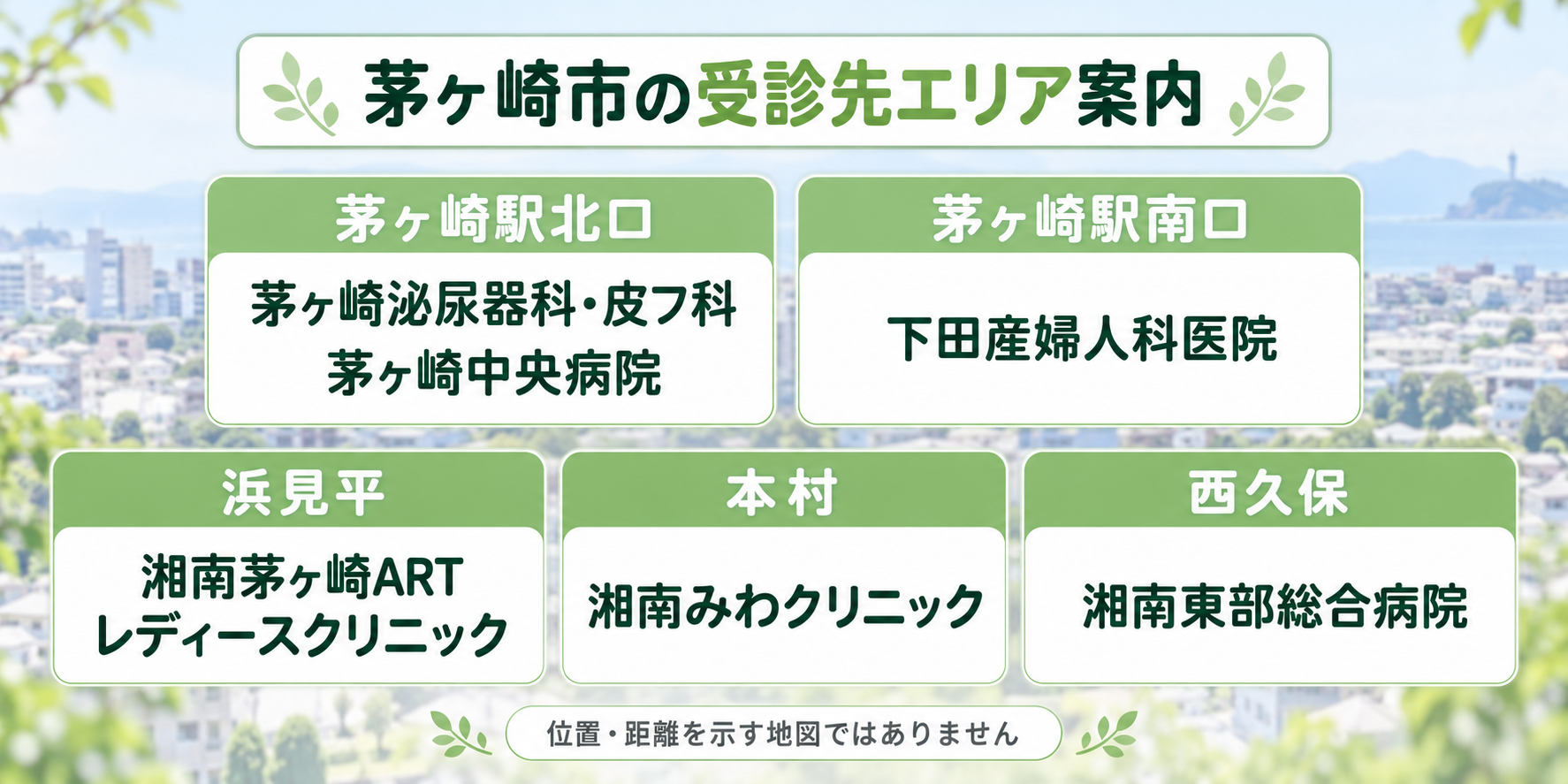 茅ヶ崎市の6院をエリア別に紹介