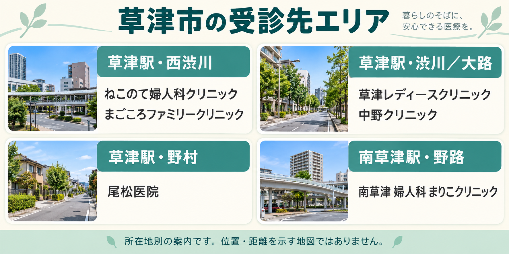 草津市のクリニック6院の所在地別案内