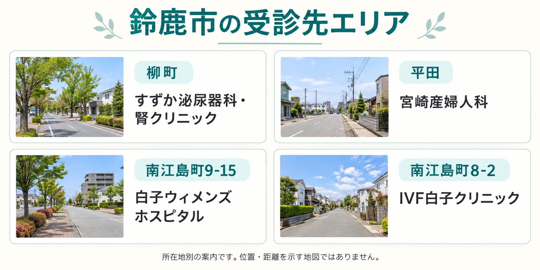 鈴鹿市のクリニック4院の所在地別案内